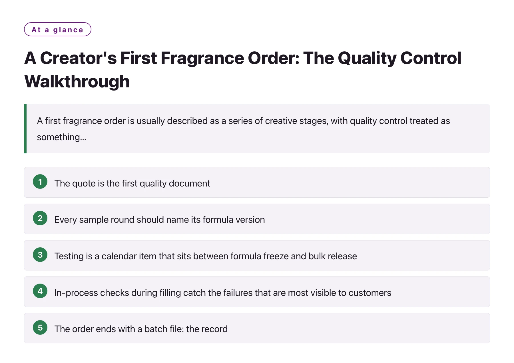A Creator's First Fragrance Order: The Quality Control Walkthrough——全文要点速览